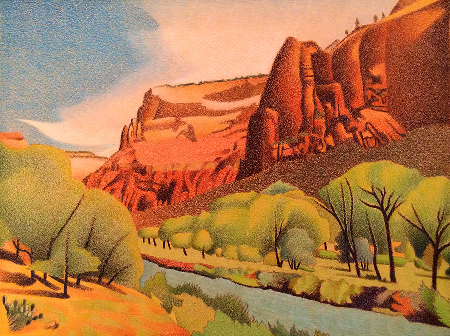 Zion Canyon #2 Drawing by Dan Miller