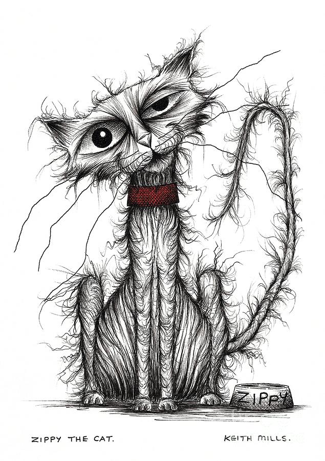 Zippy the cat #2 Drawing by Keith Mills