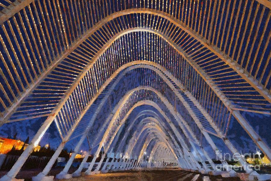 Archway in Olympic stadium in Athens #2 Painting by George Atsametakis