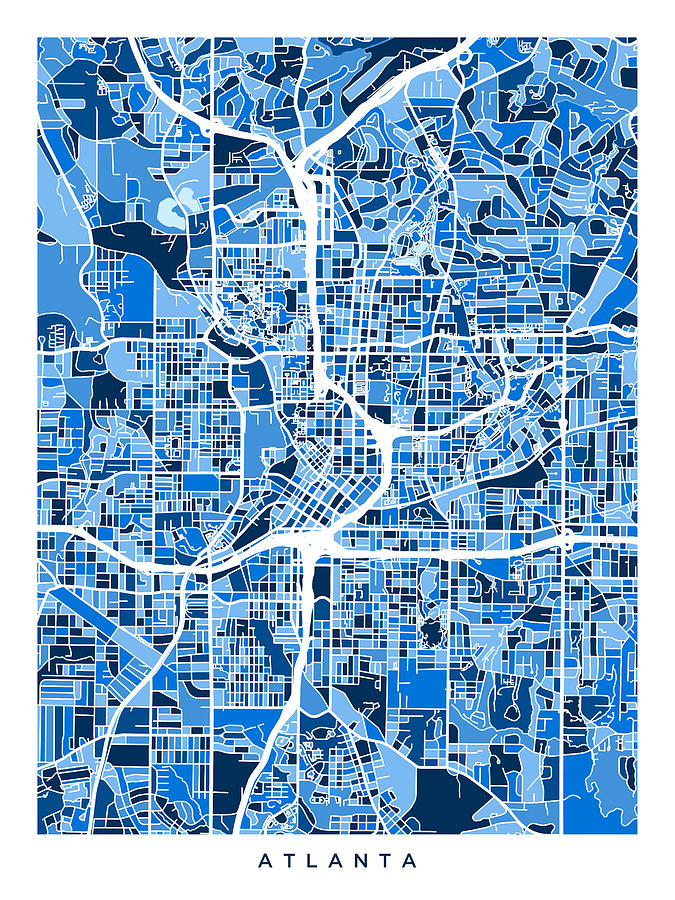 Atlanta Georgia City Map #10 Digital Art by Michael Tompsett