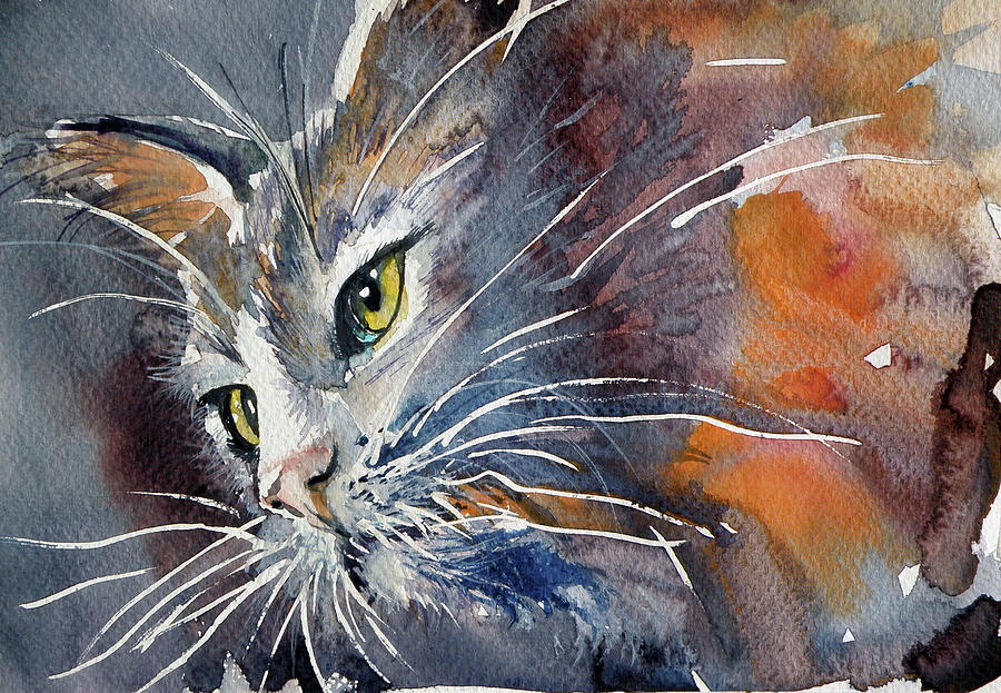 Cat Painting - Cat #11 by Kovacs Anna Brigitta