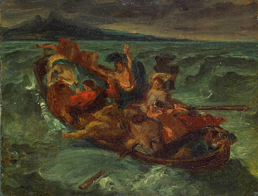 Christ on the Sea of Galilee #10 Painting by Eugene Delacroix