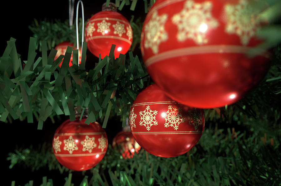 Christmas Baubels In A Tree Digital Art