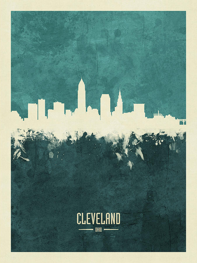 Cleveland Digital Art - Cleveland Ohio Skyline #10 by Michael Tompsett