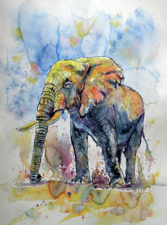 Colorful elephant #10 Painting by Kovacs Anna Brigitta
