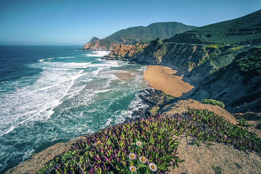 Devils Slide sheer cliffs and pacific coast in San Mateo County #10 Photograph by Alex Grichenko