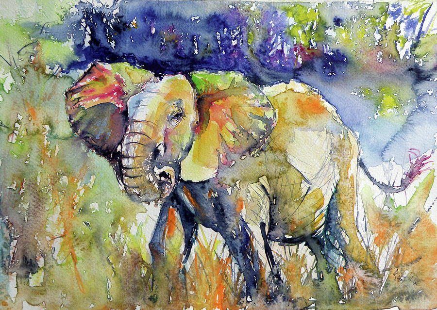 Elephant #10 Painting by Kovacs Anna Brigitta