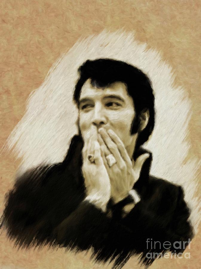 Music Painting - Elvis Presley, Rock and Roll Legend #10 by Esoterica Art Agency