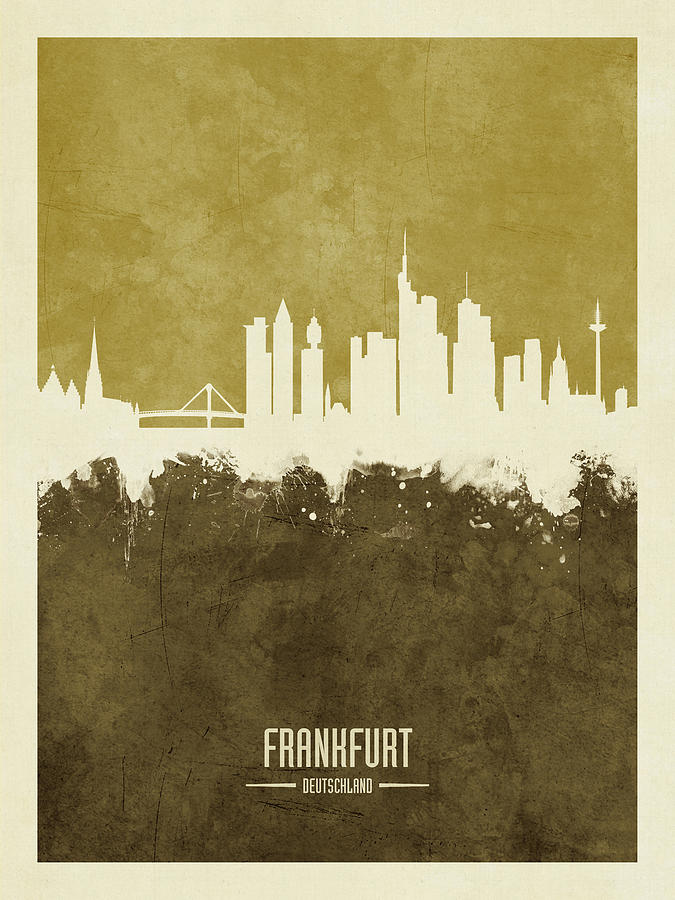 Skyline Digital Art - Frankfurt Germany Skyline #10 by Michael Tompsett