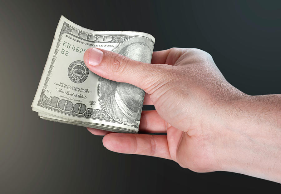 Usa Digital Art - Hand Passing Wad Of Cash #10 by Allan Swart