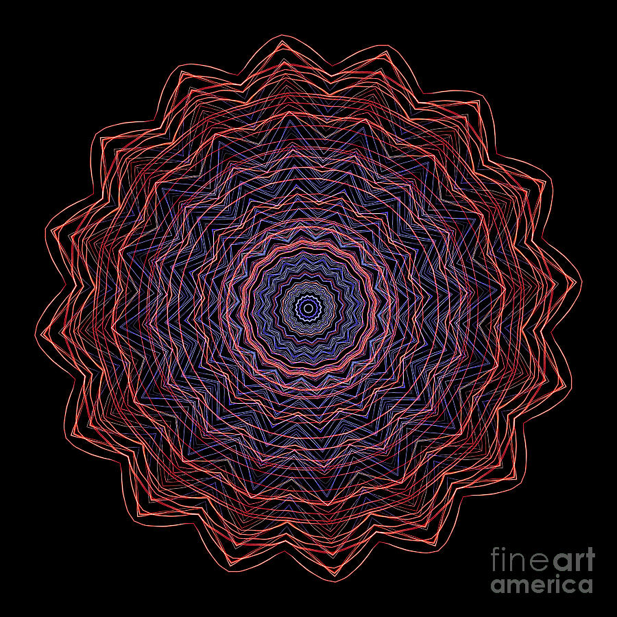 Abstract Digital Art - Kaleidoscope Image Created from Light Trails #10 by Amy Cicconi