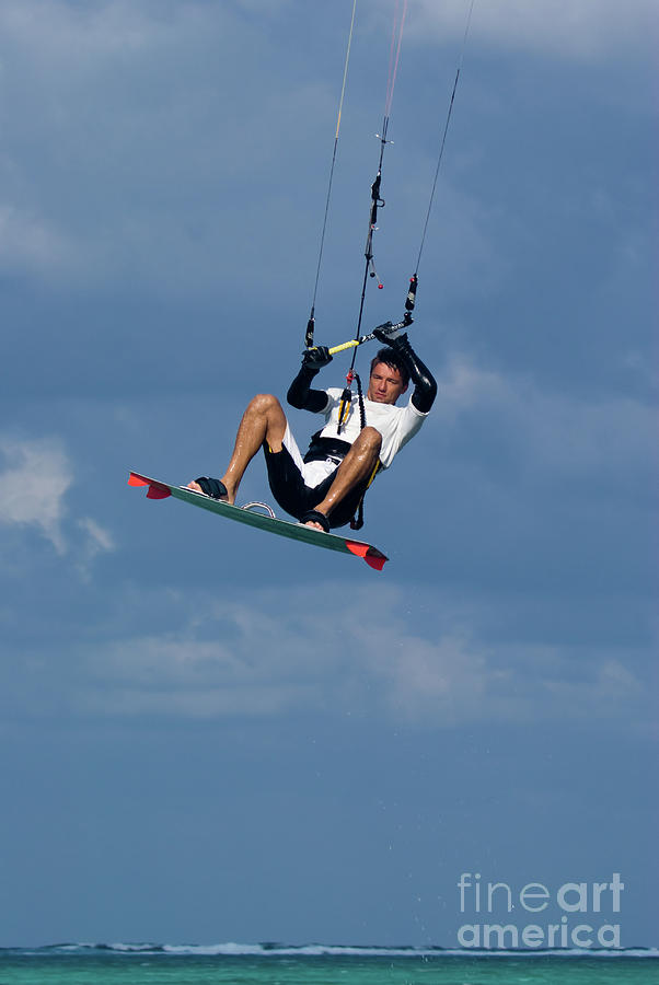 Kite surfing in Grand Cayman #10 Photograph by Anthony Totah