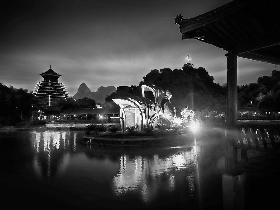 Liu Sanjie Grand View Garden - Black and white photograph - China Guilin scenery -ArtToPan- #10 Photograph by Artto Pan