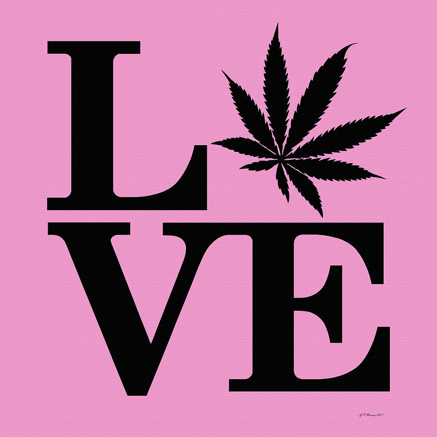 Marijuana Leaf Love Sign #10 Digital Art by Gregory Murray