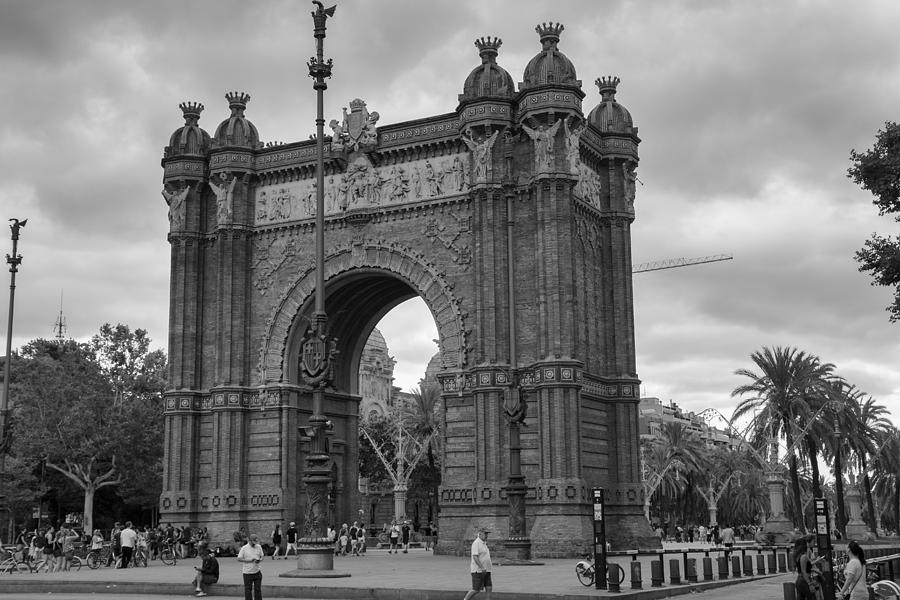 Barcelona Arc De Triomf Black and White Photograph by Georgia Clare