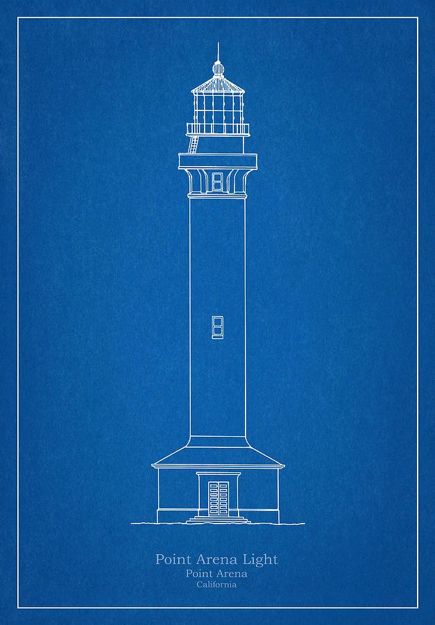 Architecture Drawing - Point Arena Lighthouse - California - blueprint drawing #10 by SP JE Art
