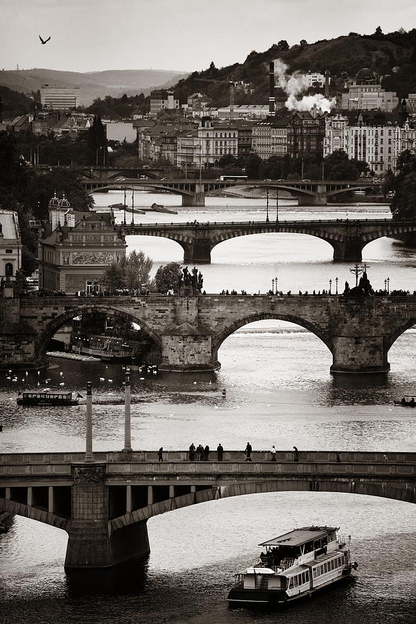 Prague skyline and bridge  #10 Photograph by Songquan Deng