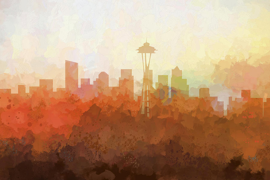 Seattle Washington Skyline #10 Digital Art by Marlene Watson