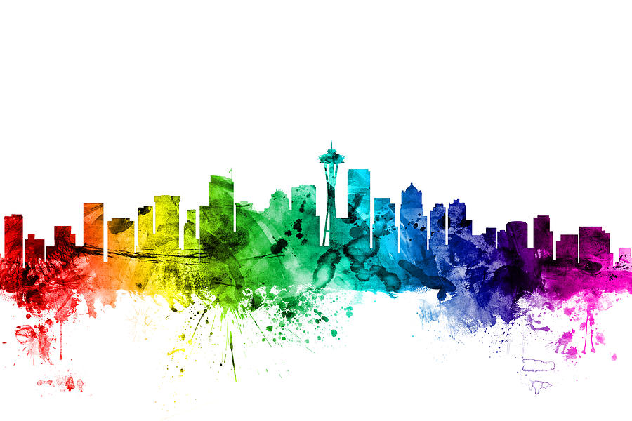 Seattle Washington Skyline #10 Digital Art by Michael Tompsett