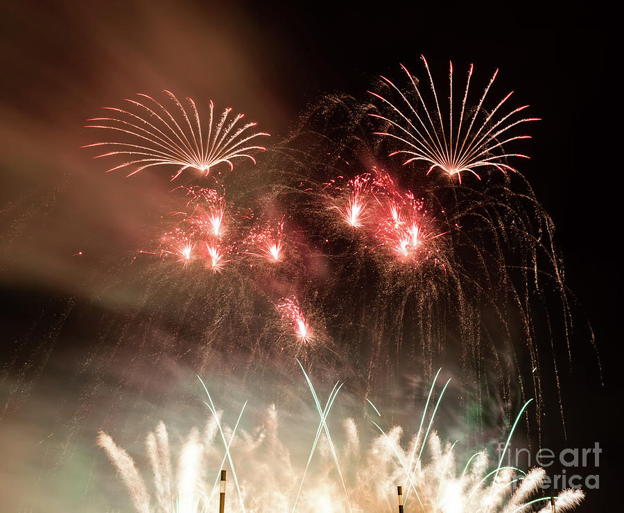 Spectacular fireworks show light up the sky. New year celebration. #10 Photograph by Michal Bednarek