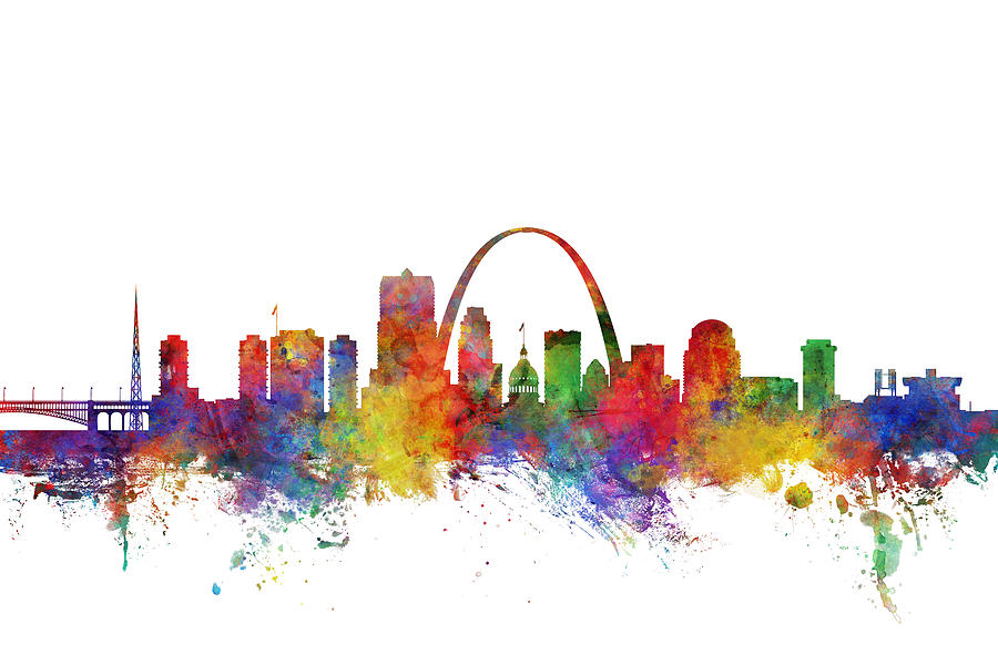 Skyline Digital Art - St Louis Missouri Skyline #10 by Michael Tompsett