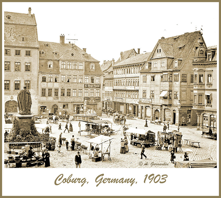 Street Market, Coburg, Germany, 1903, Vintage Photograph #10 Photograph by A Macarthur Gurmankin