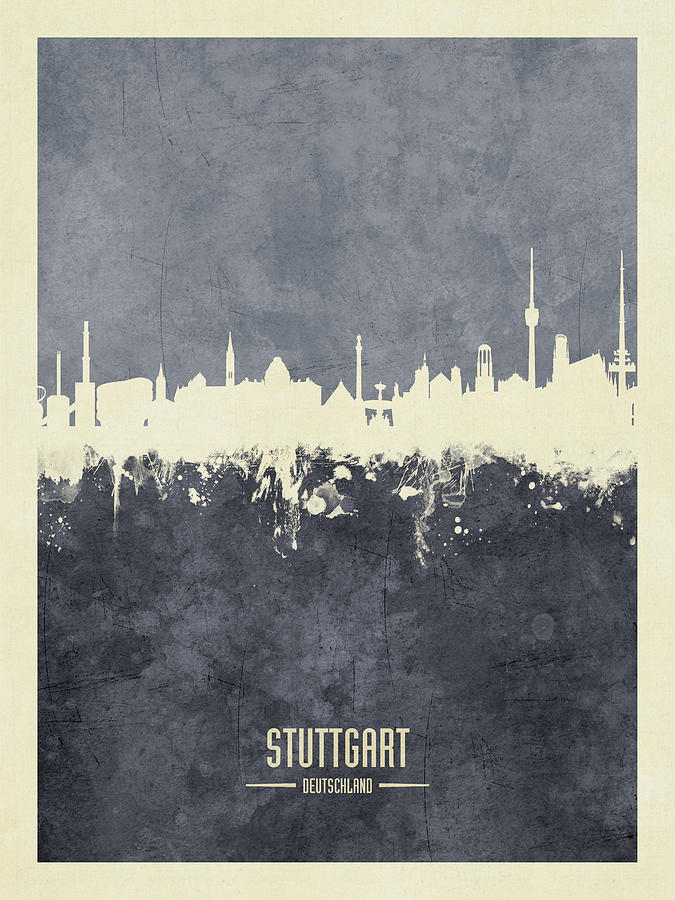 Stuttgart Digital Art - Stuttgart Germany Skyline 10 by Michael Tompsett Stuttgart Digital Art - Stuttgart Germany Skyline 10 by Michael Tompsett
