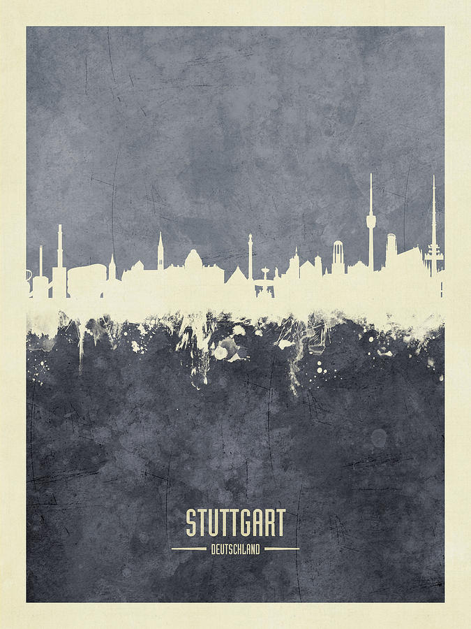 Stuttgart Germany Skyline #10 Digital Art by Michael Tompsett