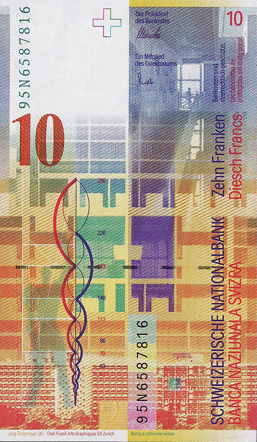 10 Swiss Franc Bill Digital Art by Serge Averbukh
