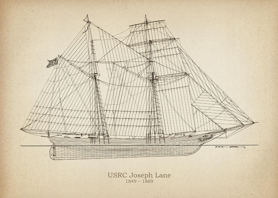 U.S. Coast Guard Revenue Cutter Joseph Lane Drawing by StockPhotosArt ...