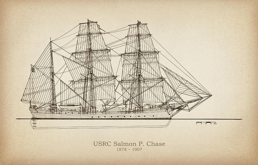 U.S. Coast Guard Revenue Cutter Salmon P. Chase Drawing by ...