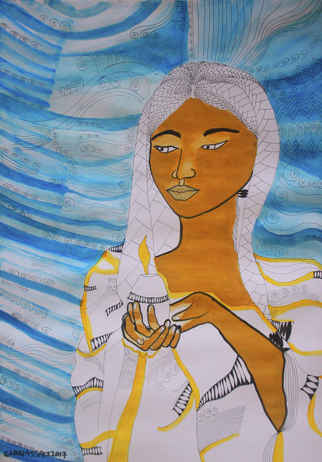 Paradise Painting - Wise Virgin #10 by Gloria Ssali