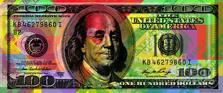 Benjamin Franklin Digital Art - Benjamin Franklin - Full size $100 bank note by Jean luc Comperat