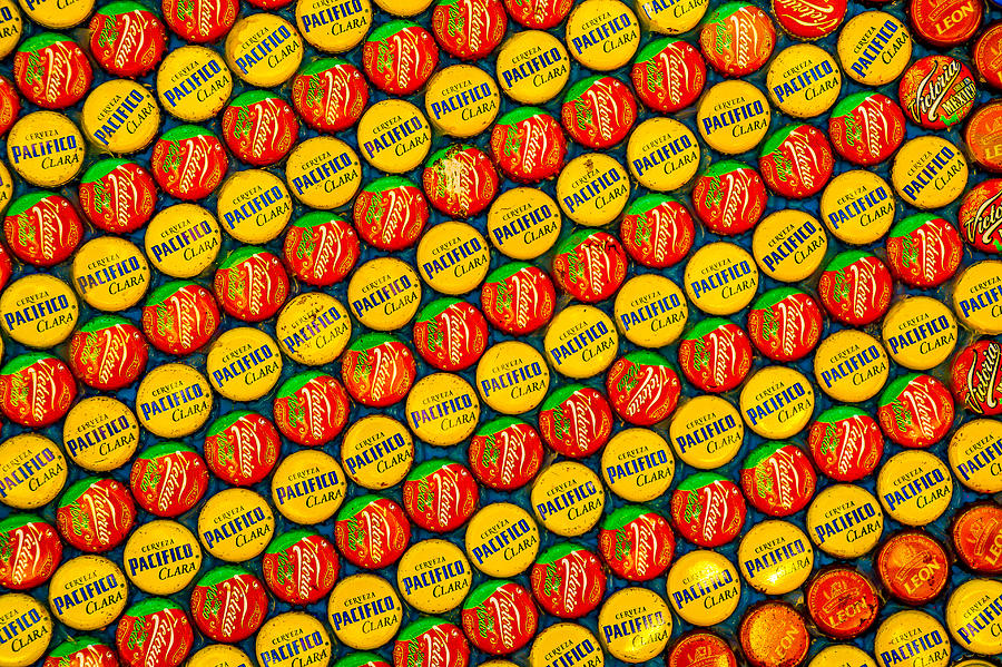 100 Bottle Caps of Beer on the Wall  Photograph by Paul LeSage