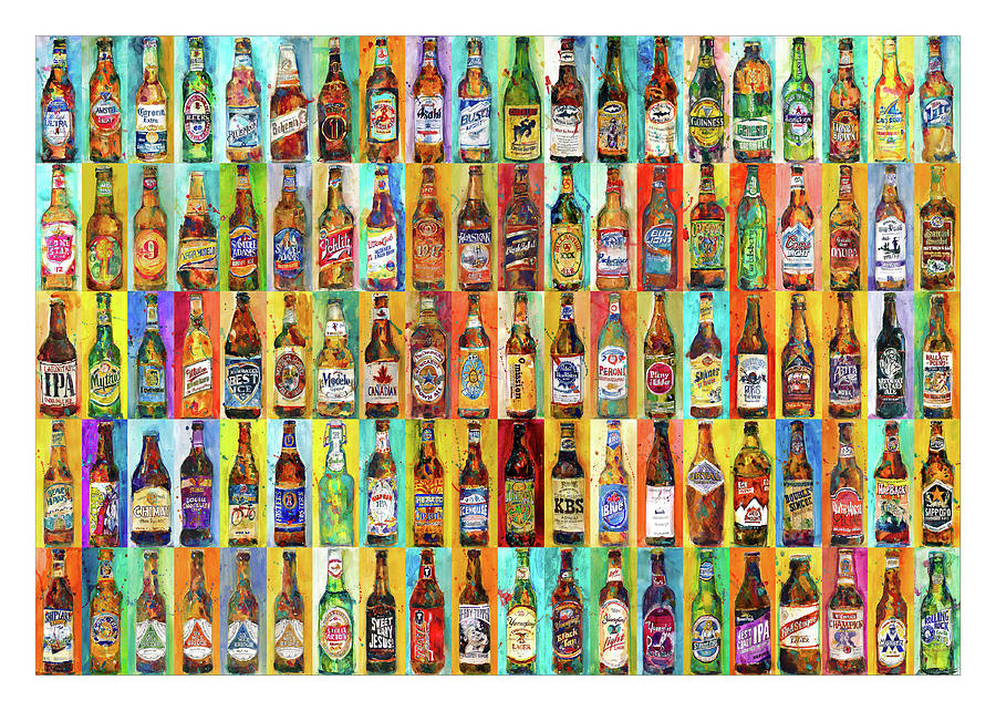 Beer Painting - 100 Bottles Of Beers by Dorrie Rifkin