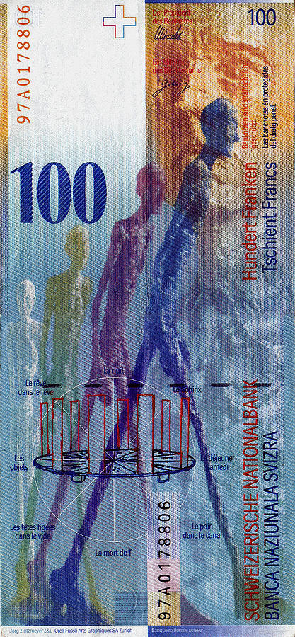 100 Swiss Franc Bill Digital Art by Serge Averbukh