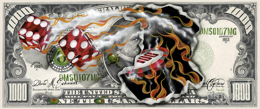 Lucky Numbers Painting - $1000 Bill Winning Big by Michael Godard
