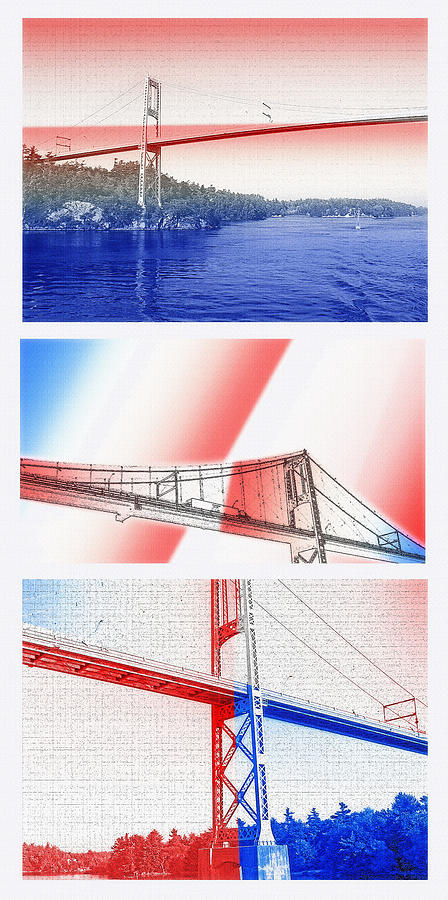 Bridge Photograph - 1000 Island International Bridge Triptych by Steve Ohlsen