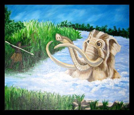 Animal Painting - 10000 B.c by Usha Rai