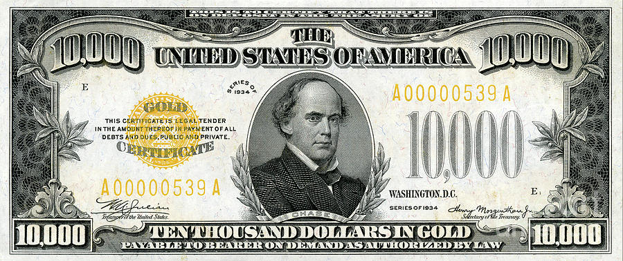 Woodrow Wilson Photograph - Vintage $10,000 Bill circa 1934 by Jon Neidert