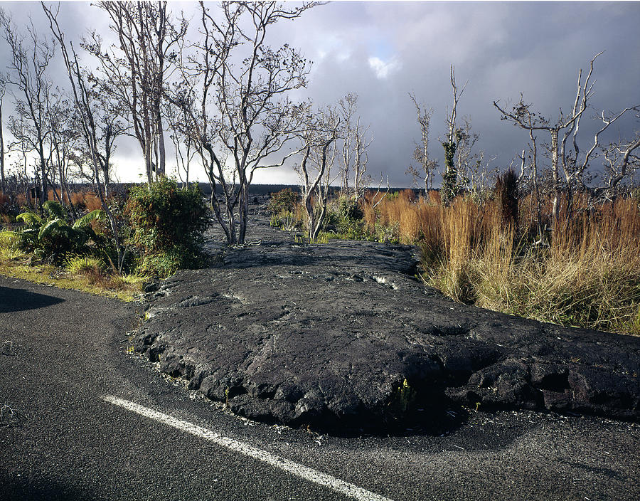 100925 Lava Flow On Road HI Photograph by Ed Cooper Photography