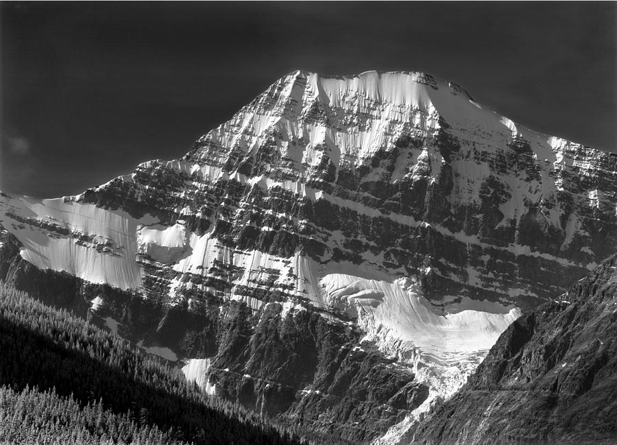 103852 North Face Mt. Edith Cavell BW Photograph by Ed  Cooper Photography