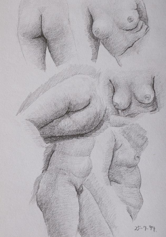 Nude study #104 Drawing by Masami Iida