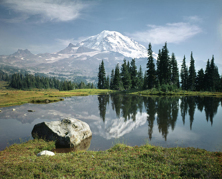104862-H Mt. Rainier Spray Park Reflect Photograph by Ed Cooper Photography