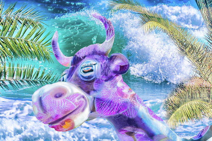 10748 Purple Cow in Paradise Digital Art by Pamela Williams