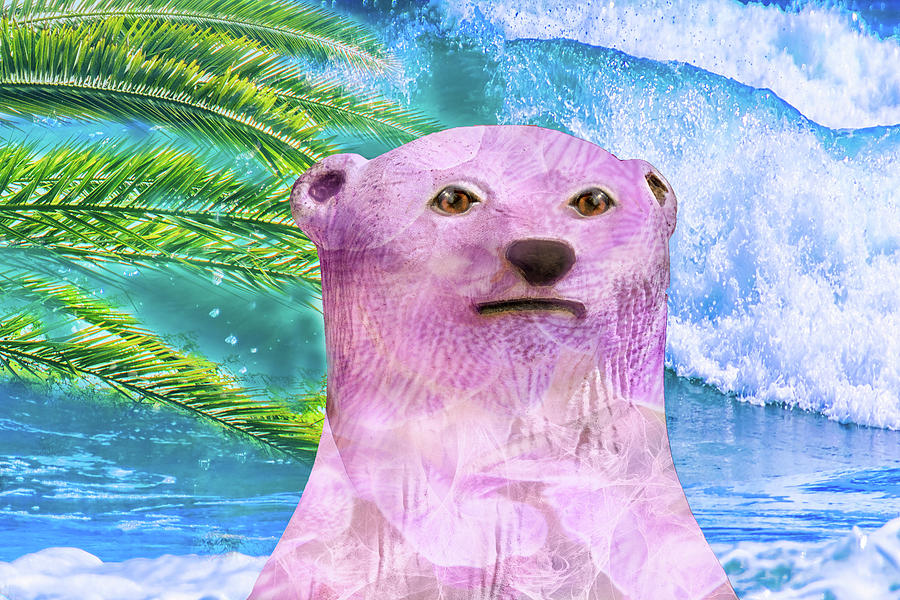 10792 Pink Polar Bear In Paradise Mixed Media by Pamela Williams