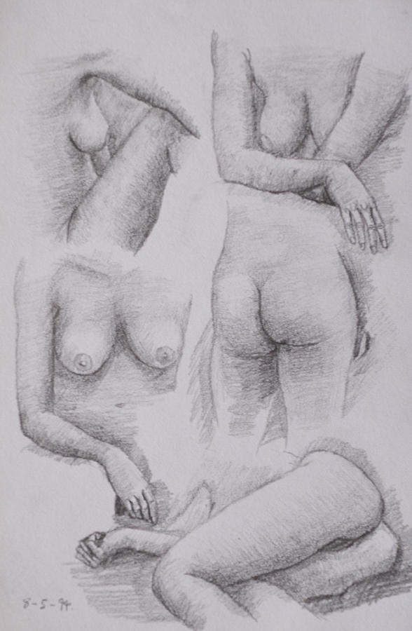 Nude study #108 Drawing by Masami Iida