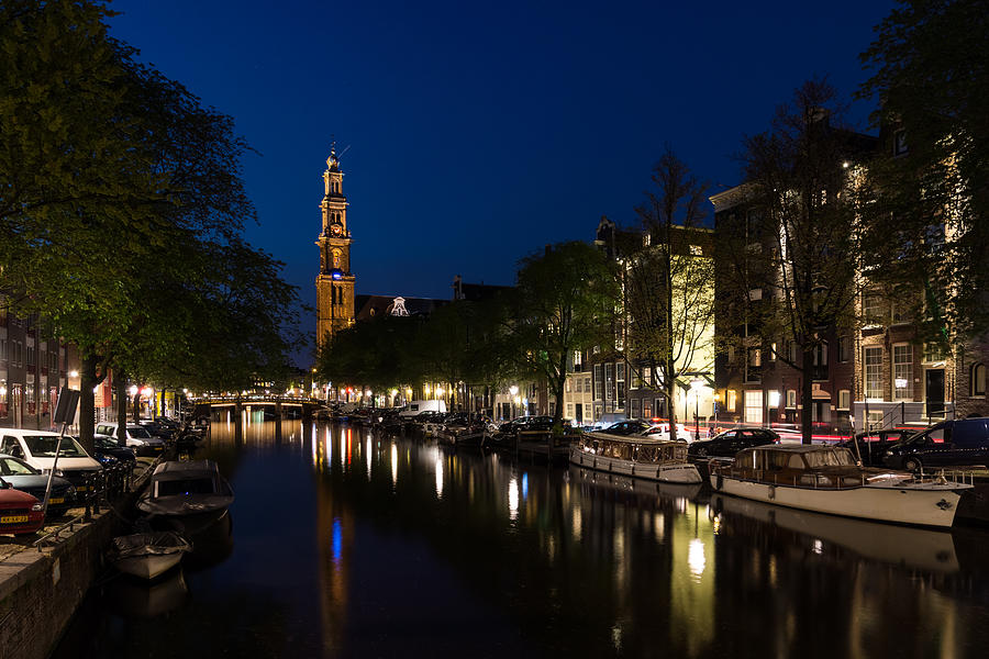 11 05 P M Blue Hour - Magical Amsterdam in June Photograph by Georgia Mizuleva