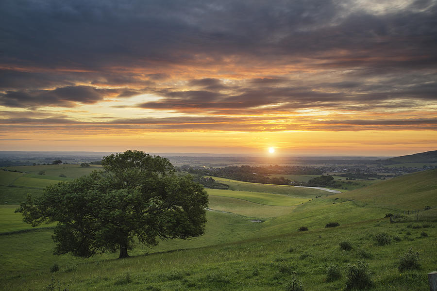 Summer Photograph - Beautiful Summer sunset landscape Steyning Bowl on South Downs  #11 by Matthew Gibson