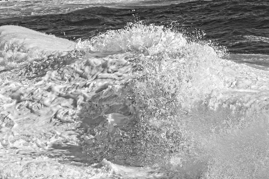 Black and White Large Waves Near Pemaquid Point On The Coast Of  #11 Photograph by Keith Webber Jr